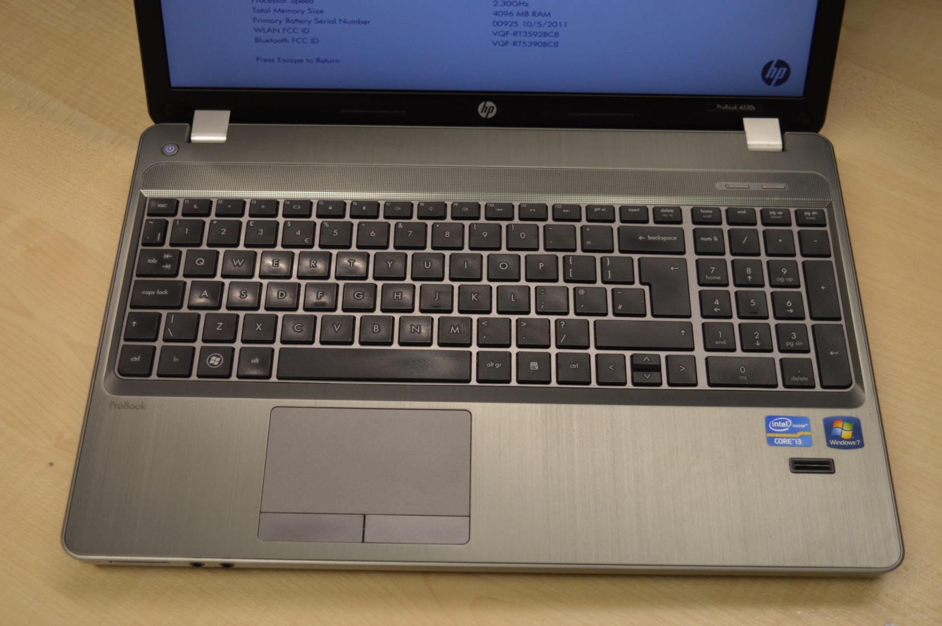 1 x HP Probook 4530s Laptop Computer - 15.6 Inch Screen Size - Features Intel Core i3-2350M Dual - Image 10 of 14