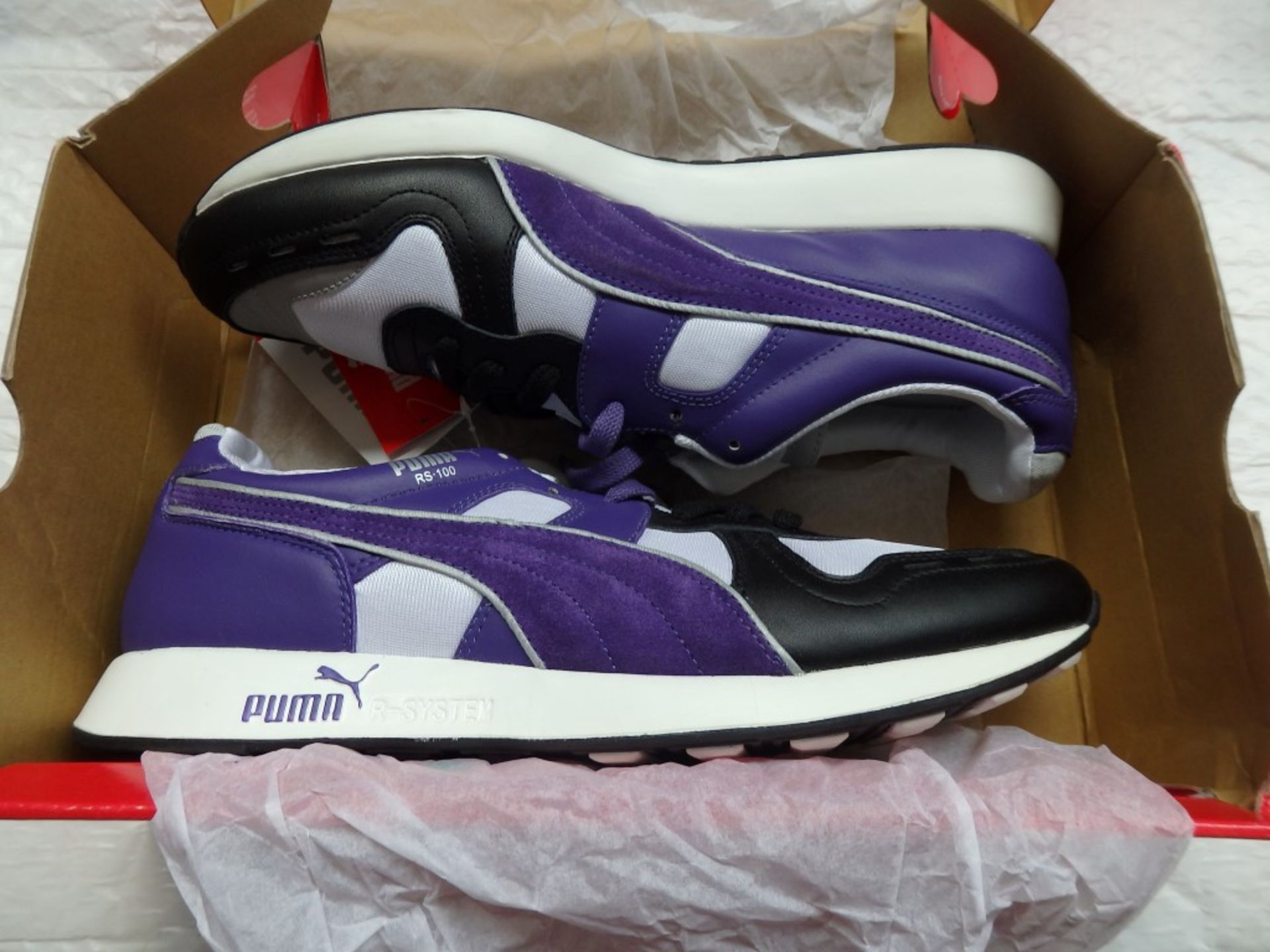 1 x Pair Of PUMA "RS100 LE" Trainers - Adult Size UK 10 - Gorgeous Suede Finish - New & Boxed - - Image 2 of 11
