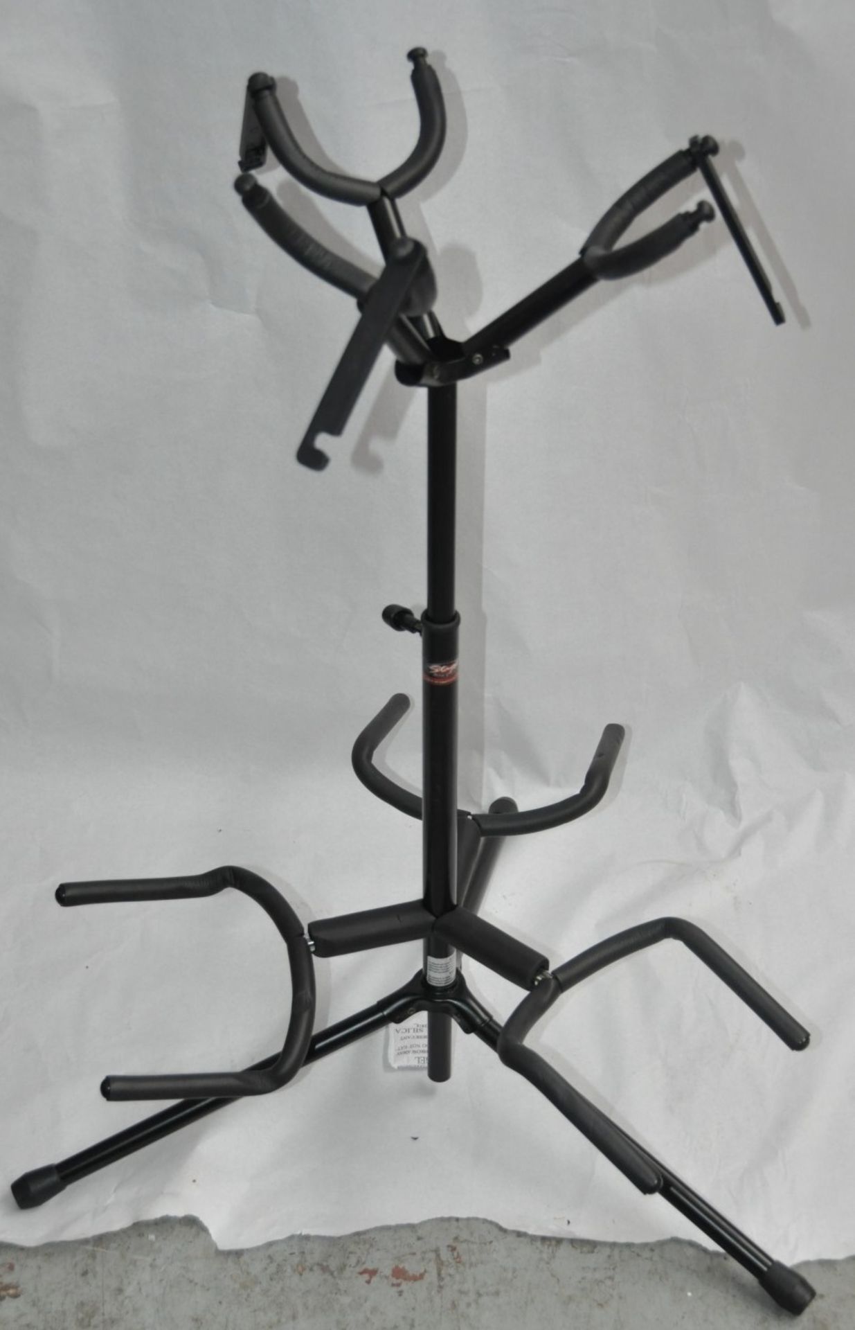 1 x Stagg Triple Guitar Stand - Type SG-A300BK - Features Neck Safety Straps, Is Height Adjustable - Image 2 of 7