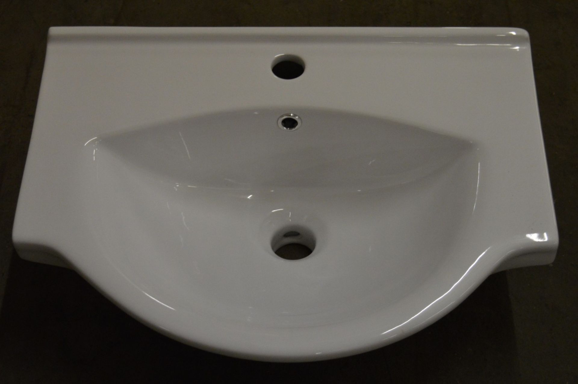 1 x Vogue Bathrooms LUNA Semi Recessed Bathroom Sink Basin - High Quality Ceramic Sink Basin - CL034 - Image 2 of 3