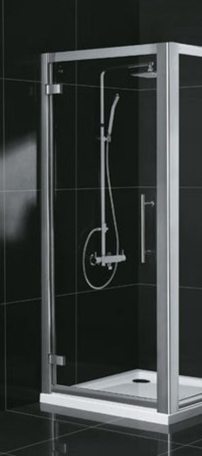 1 x Vogue AQUA LATUS 760mm Hinged Shower Door - Polished Chrome Finish - 6mm Clear Glass - Brand New