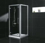 1 x Vogue Bathrooms Aqua Latus Shower Enclosure 760 Hinged Shower Door With Side Panel - Polished