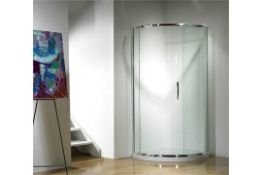 1 x Synergy Bathrooms Single Curved Door Quadrant Shower Enclosure - Chrome Framed With Clear