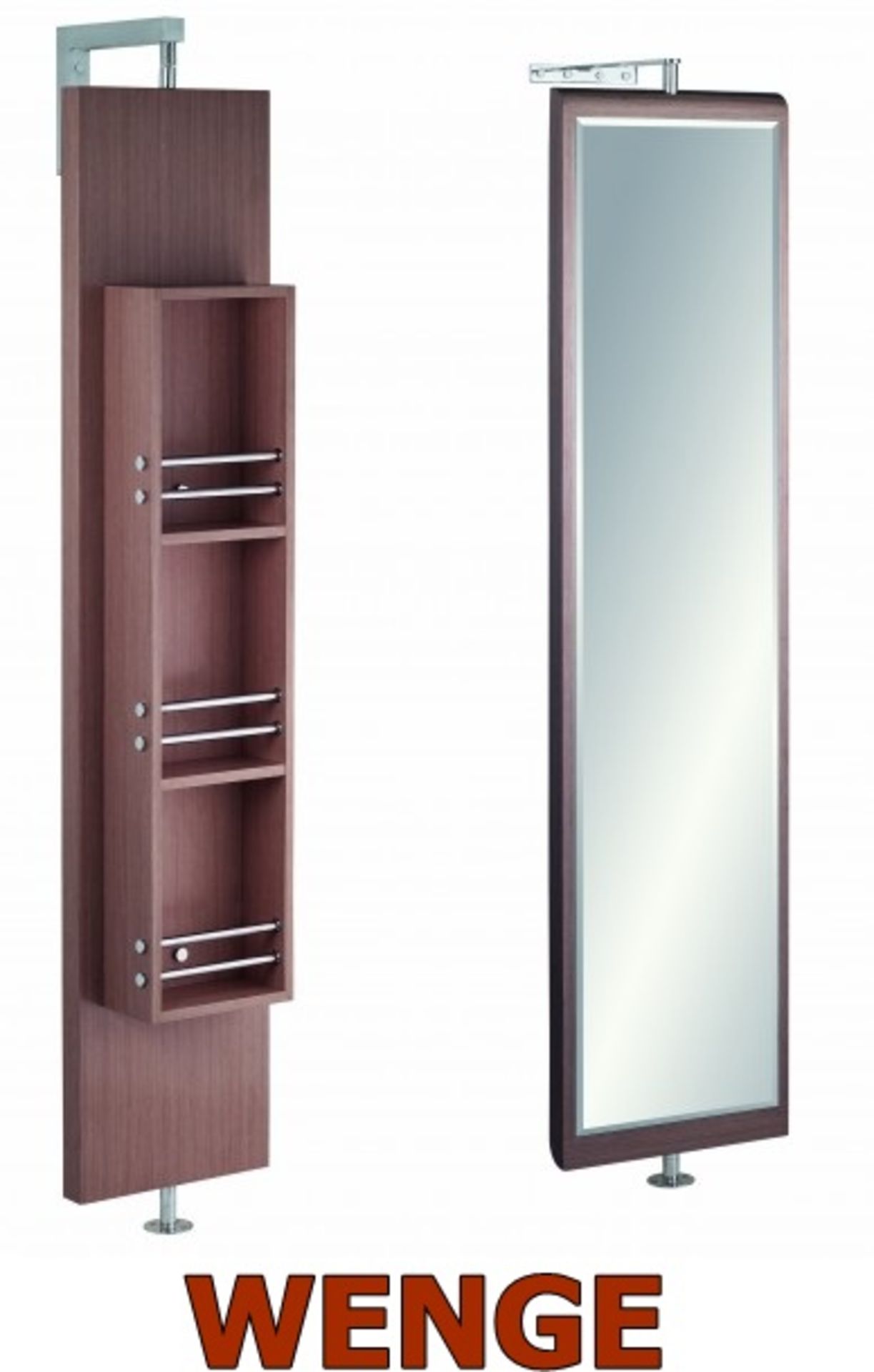 1 x Vogue ARC Series 2 Bathroom FULL LENGTH SWIVEL MIRROR With Storage - WENGE - Manufactured to the