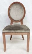 1 x Round-Backed Chair - Upholstered In A Rich Silver Chenille Covering - Dimensions: W52 x H95 x