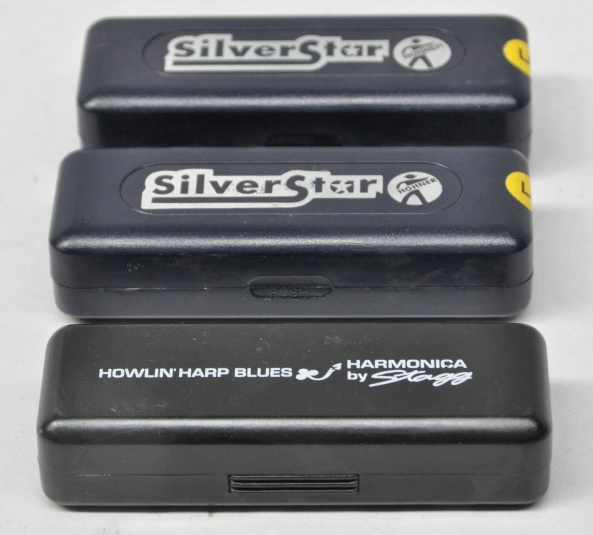 3 x Harmonicas Includes Hohner Silverstar and Stagg Howlin Harp Blues - CL020 - With Cases -