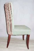1 x Bespoke Chair - Covered In A Mint Chenille Fabric To The Front, And A Colourful Strioed Chenille
