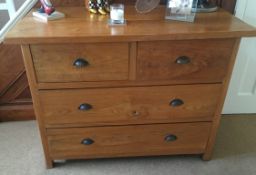 1 x Stunning Solid Wood 4 Drawer Chest With Half Moon Handles - Pre-owned In Good Condition -