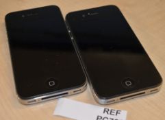 2 x Apple Iphone 4 Handsets - Handsets Only - For Spares or Repairs - One Has Cracked Screen and