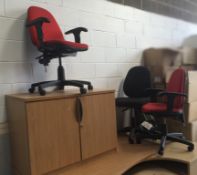 Job Lot of Office Furniture - Comprises Of 1 x Desk, 3 x Hydraulic Office Chairs, 2 x Pedestals, 1 x