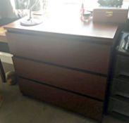1 x Contemporary Chest of Drawers - 3 Drawer - Dimensions: W100 x D51 x H37.5cm - Preowned - Ref