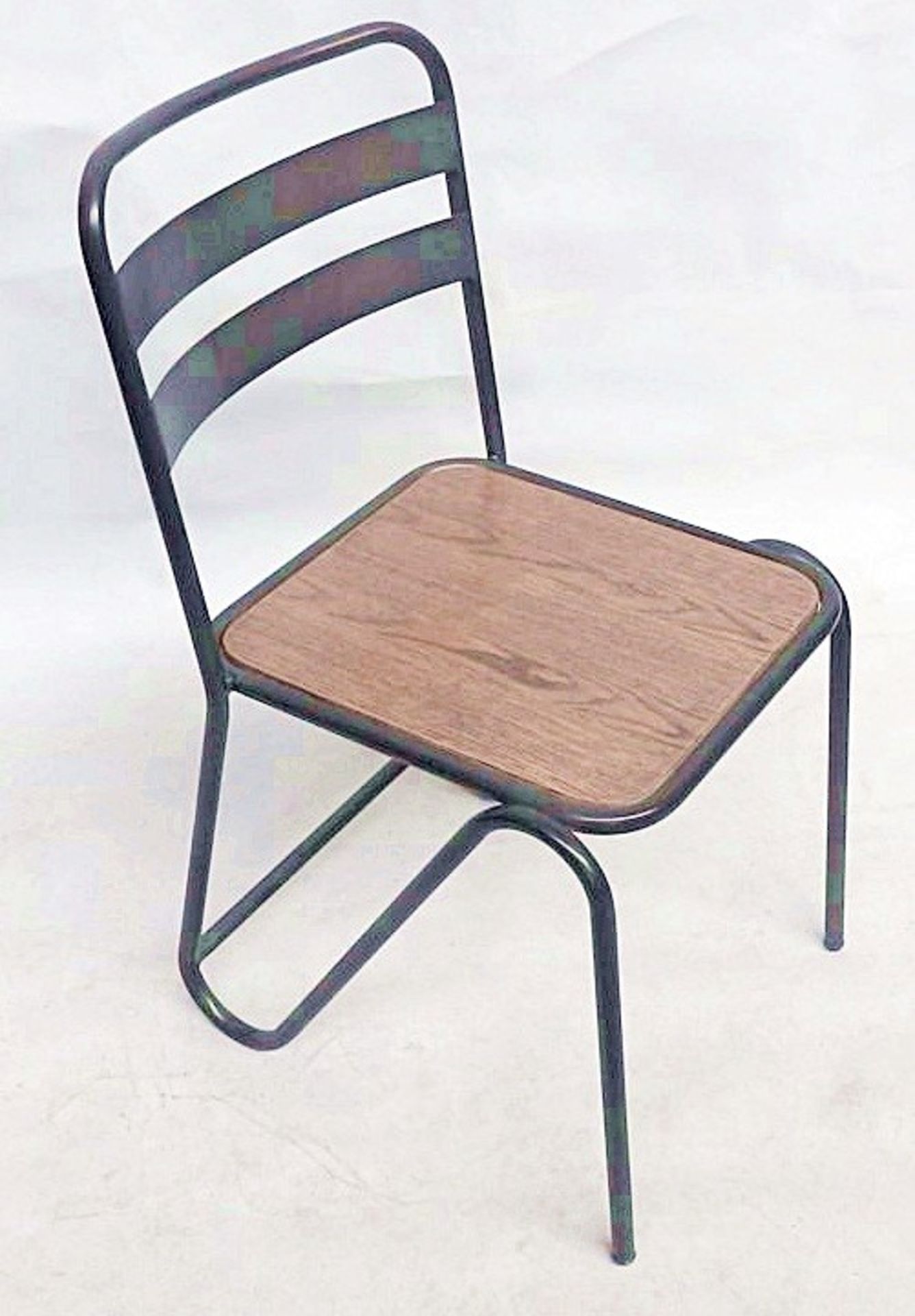 1 x Stylish And Modern Chair With Metal Tube Frame and Wooden Seat - Colour: Gun Metal - Dimensions:
