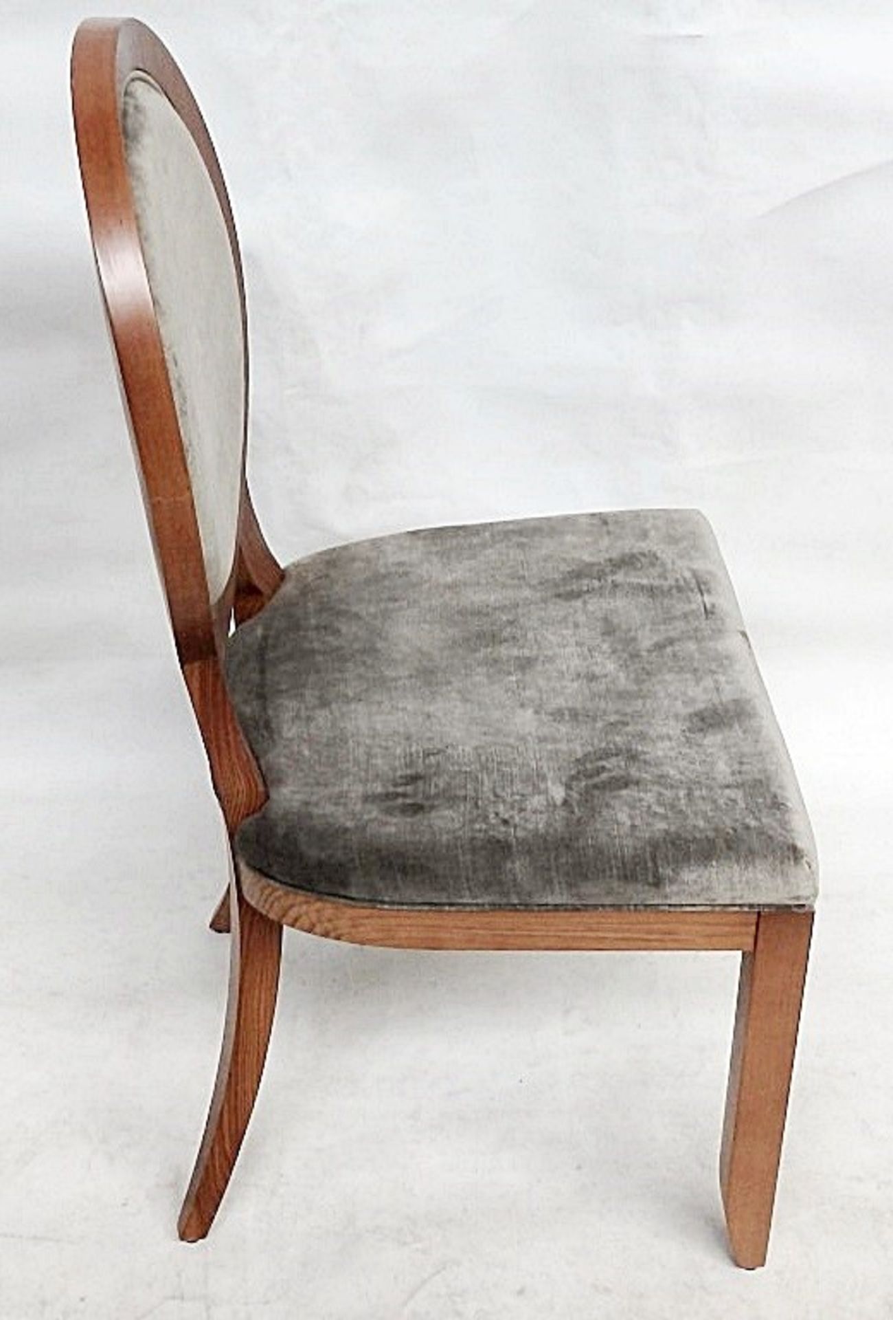 1 x Round-Backed Chair - Upholstered In A Rich Silver Chenille Covering - Dimensions: W52 x H95 x - Image 2 of 4