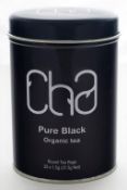 12 x Tins of CHA Organic Tea - PURE BLACK - 100% Natural and Organic - Includes 12 Tins of 25