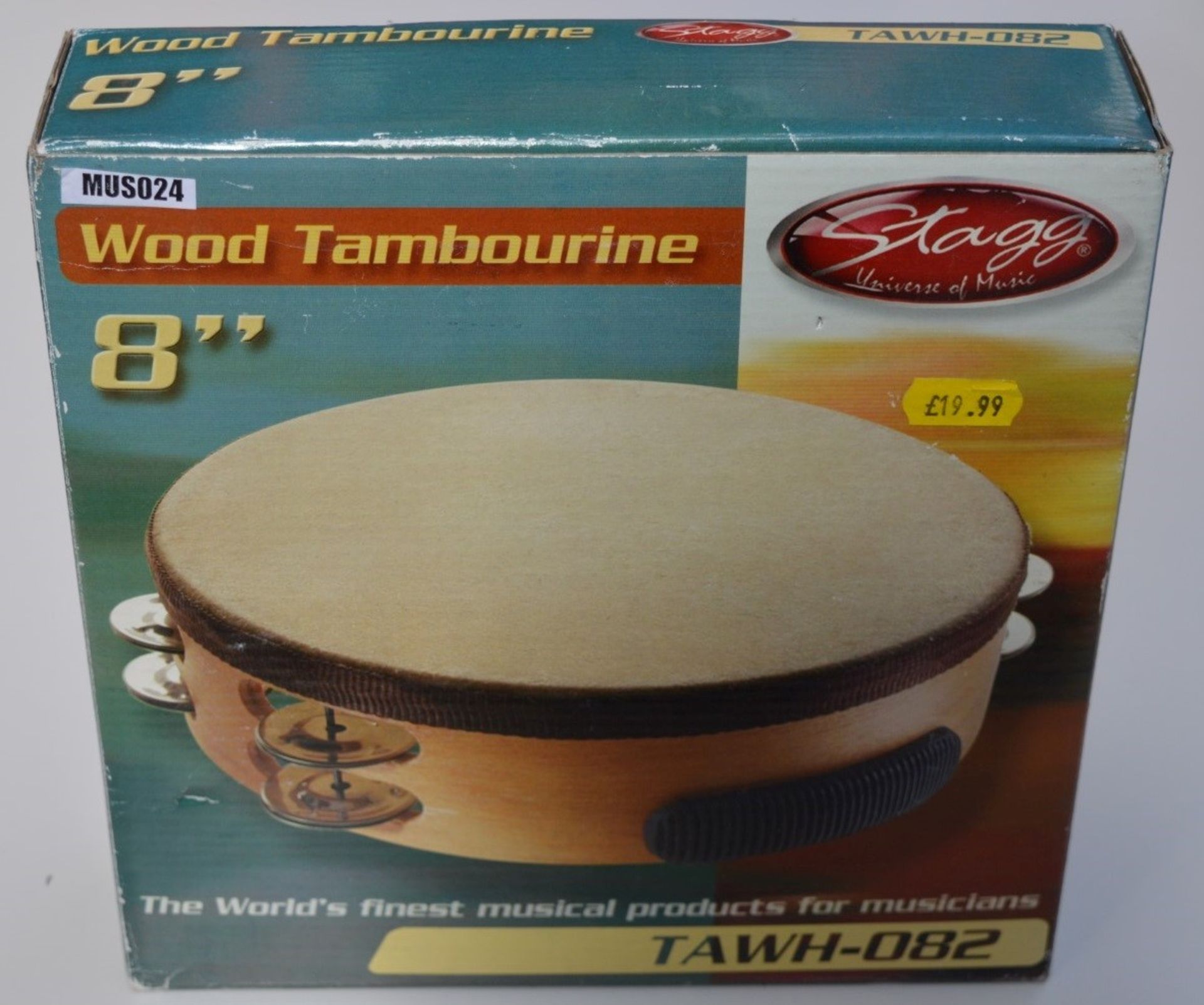 1 x Stagg 8 Inch Wooden Tambourine - New and Boxed - CL020 - Ref Mus024 - Location: Altrincham WA14