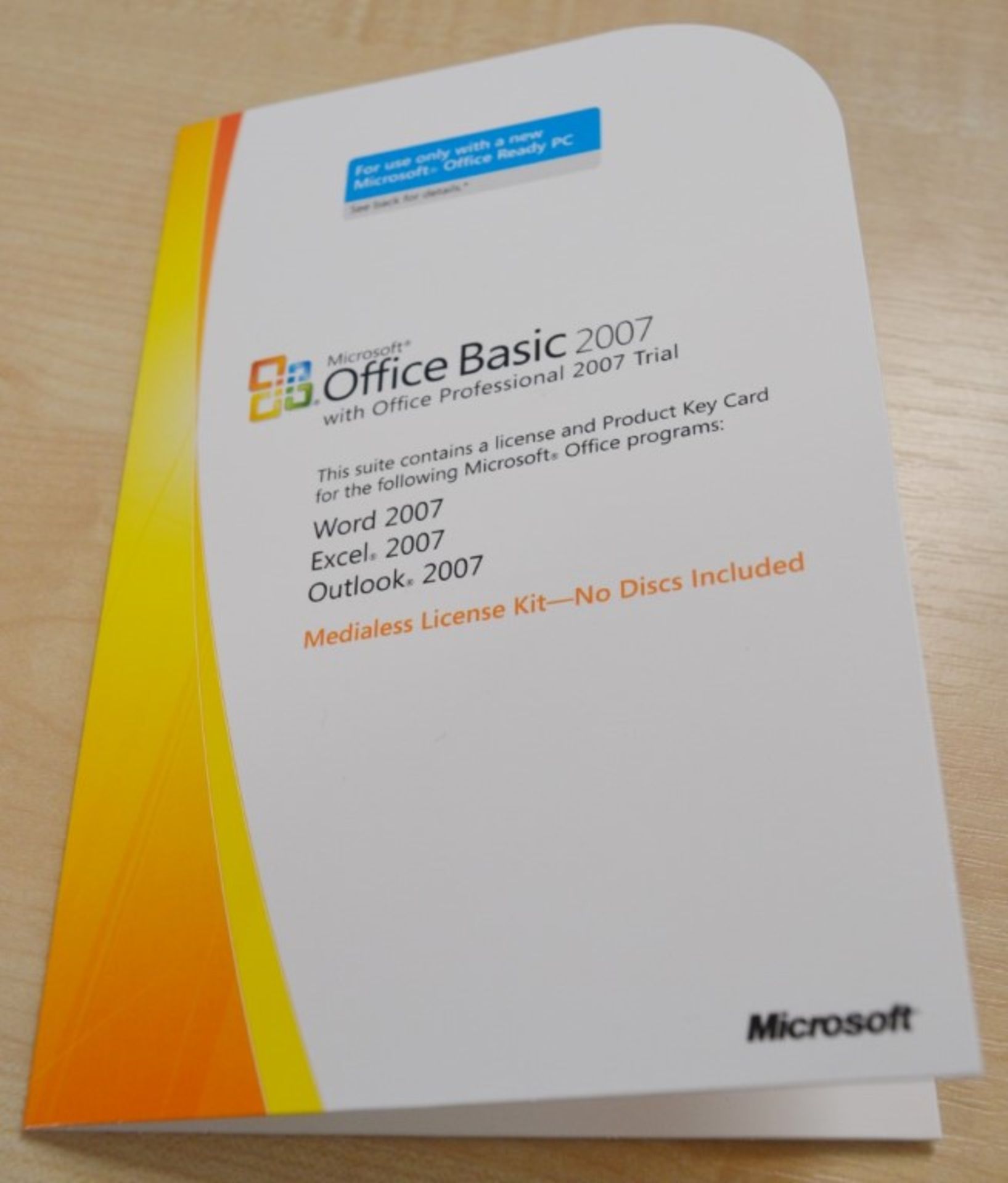 1 x Microsoft Office 2007 Basic COA - Features Word, Excel and Outlook - CL300 - Location: