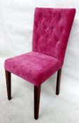 1 x Bespoke Button Back Chair Upholstered In Hot Pink Chenille - Handcrafted & Upholstered By