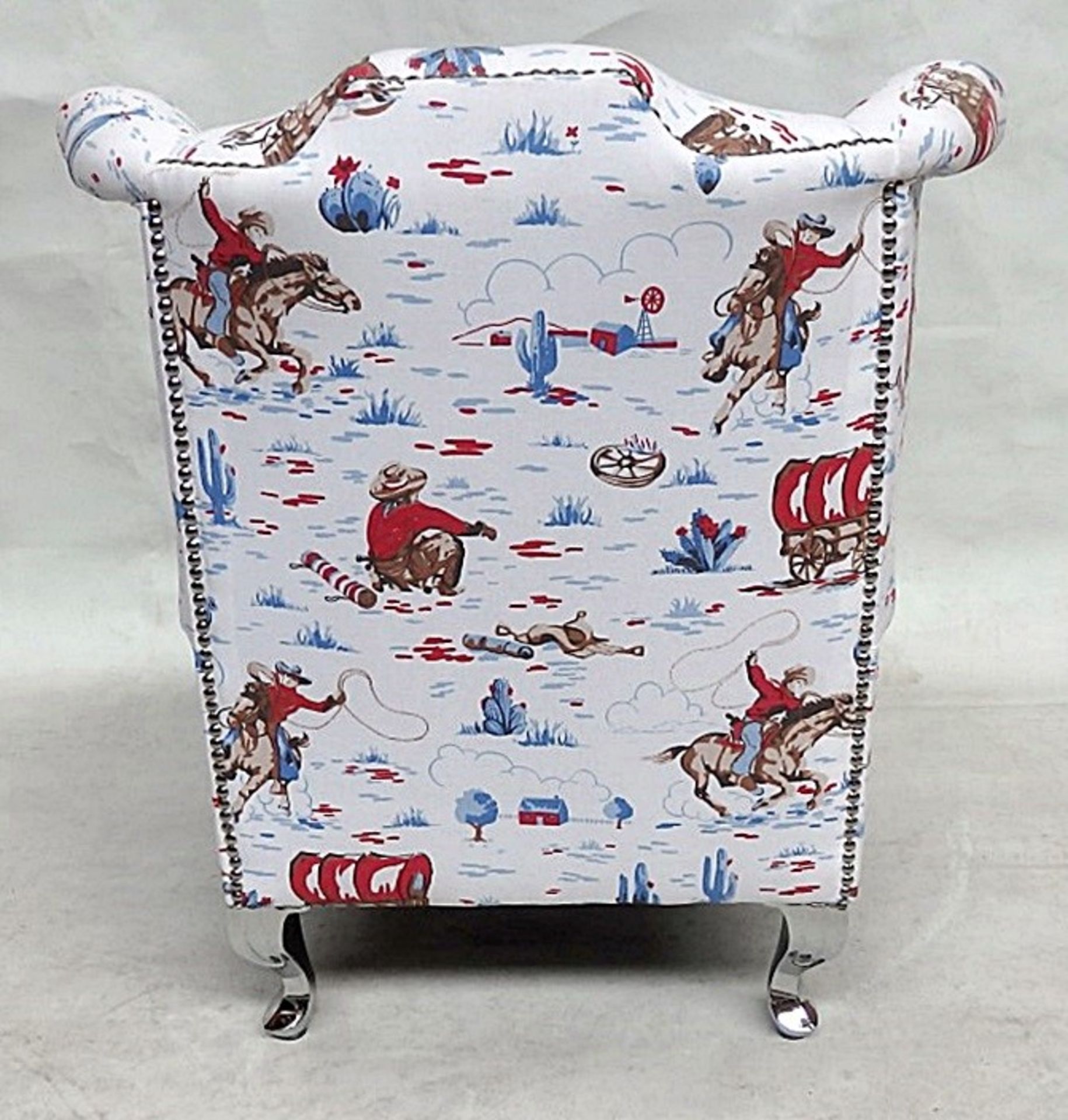 1 x Bespoke Hand-crafted Child Size Studded Armchair With Chrome Feet - Dimensions: W67 x D51 x - Image 2 of 5