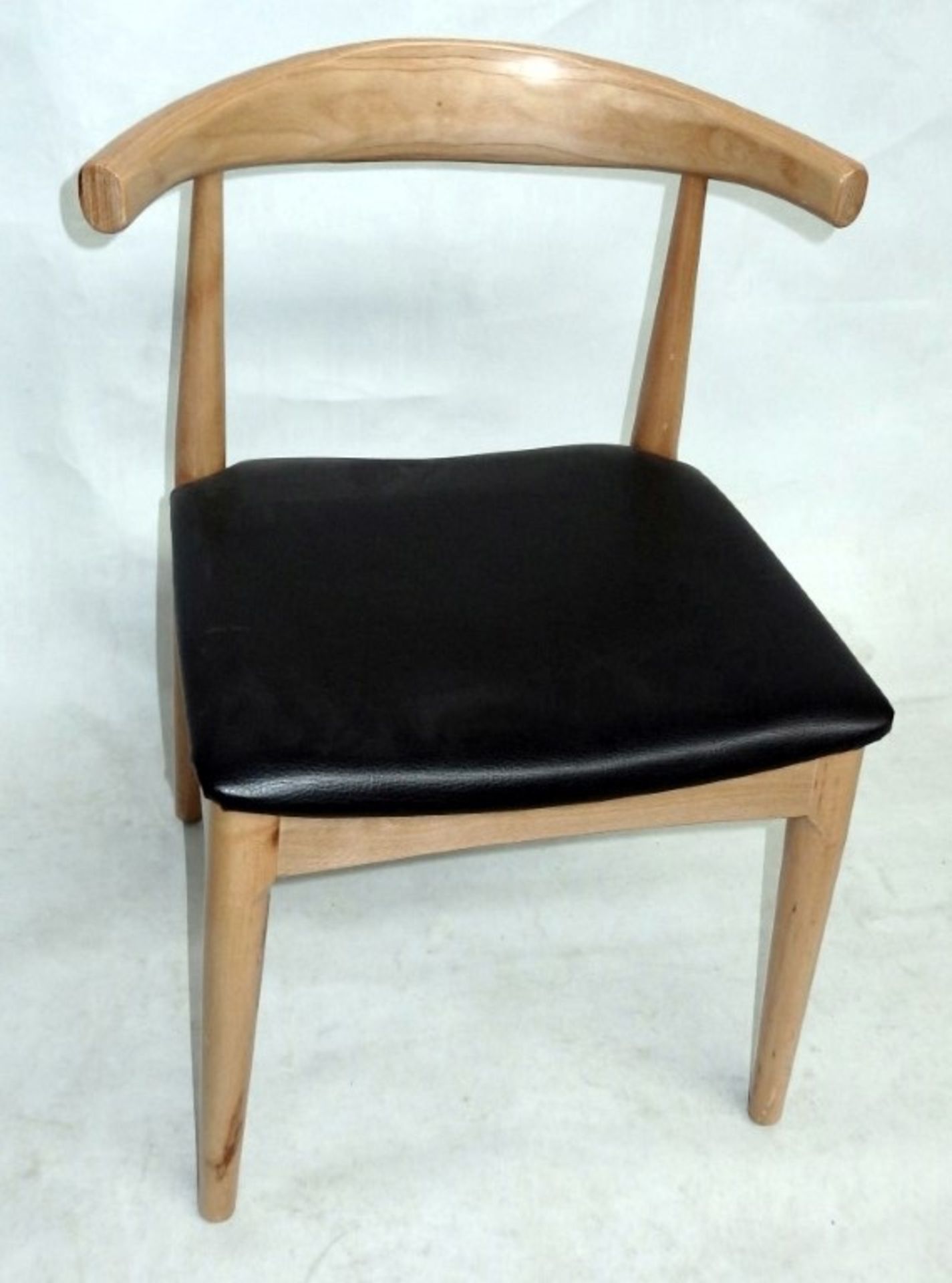 1 x Curved Back Wooden Chair With Leather Upholstered Seat - Dimensions: W47 x D45 x H78 cm - Ref: - Image 5 of 6