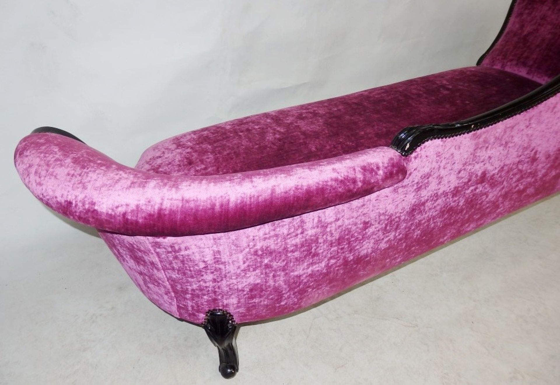 1 x Luxury French Inspired Chais - Colour Black Painted Frame With Magenta Chenille Upholstery - - Image 10 of 12