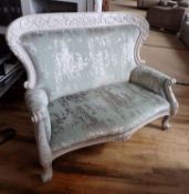 1 x Luxury French Inspired Loveseat / Sofa / Chais - Colour Grey & Silver  *Please Read Conidition