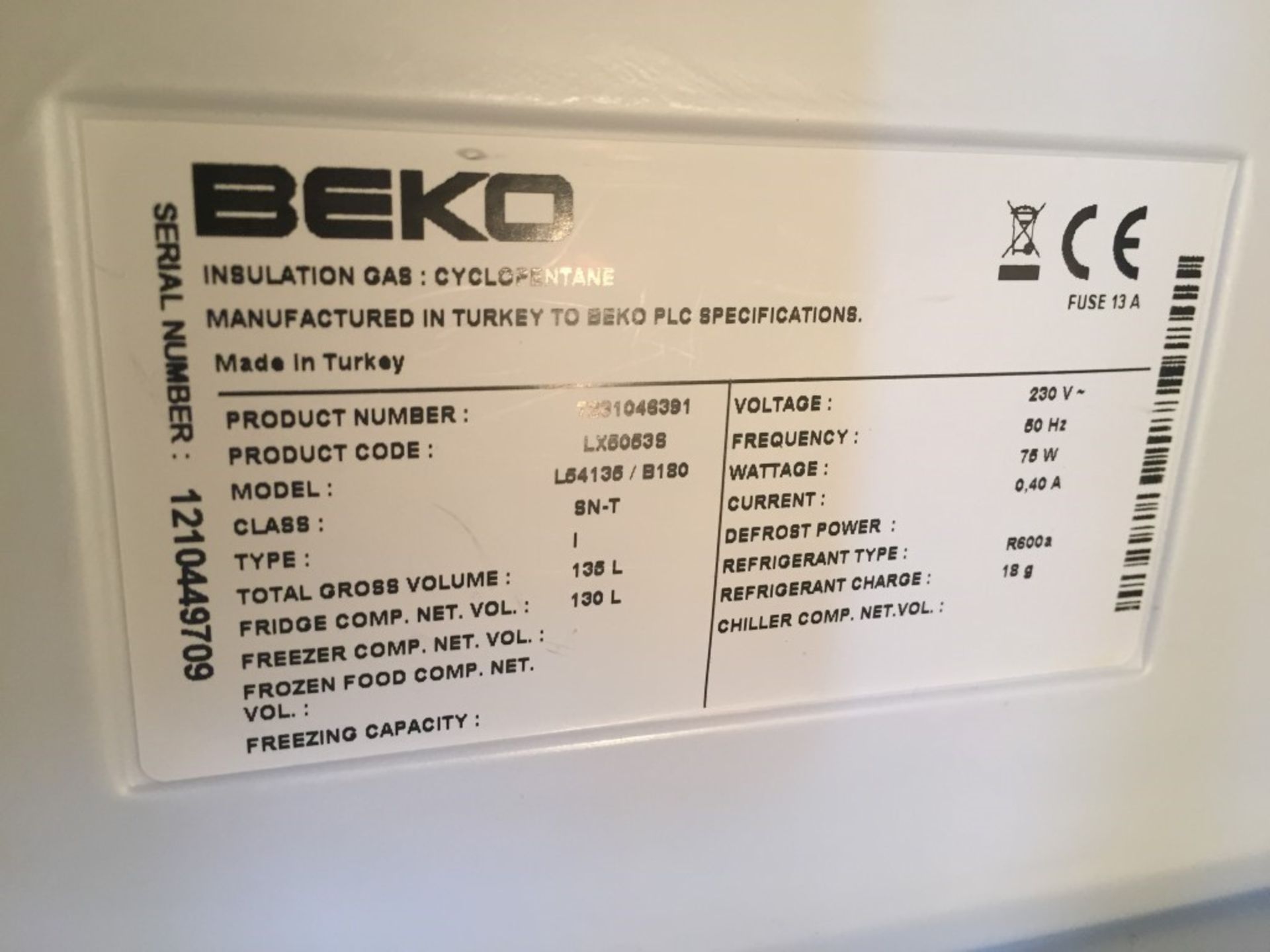 1 x Beko Fridge - Dimensions: D54 x W55 x H84cm - Preowned In Good Condition - Ref DBA014 - - Image 3 of 3