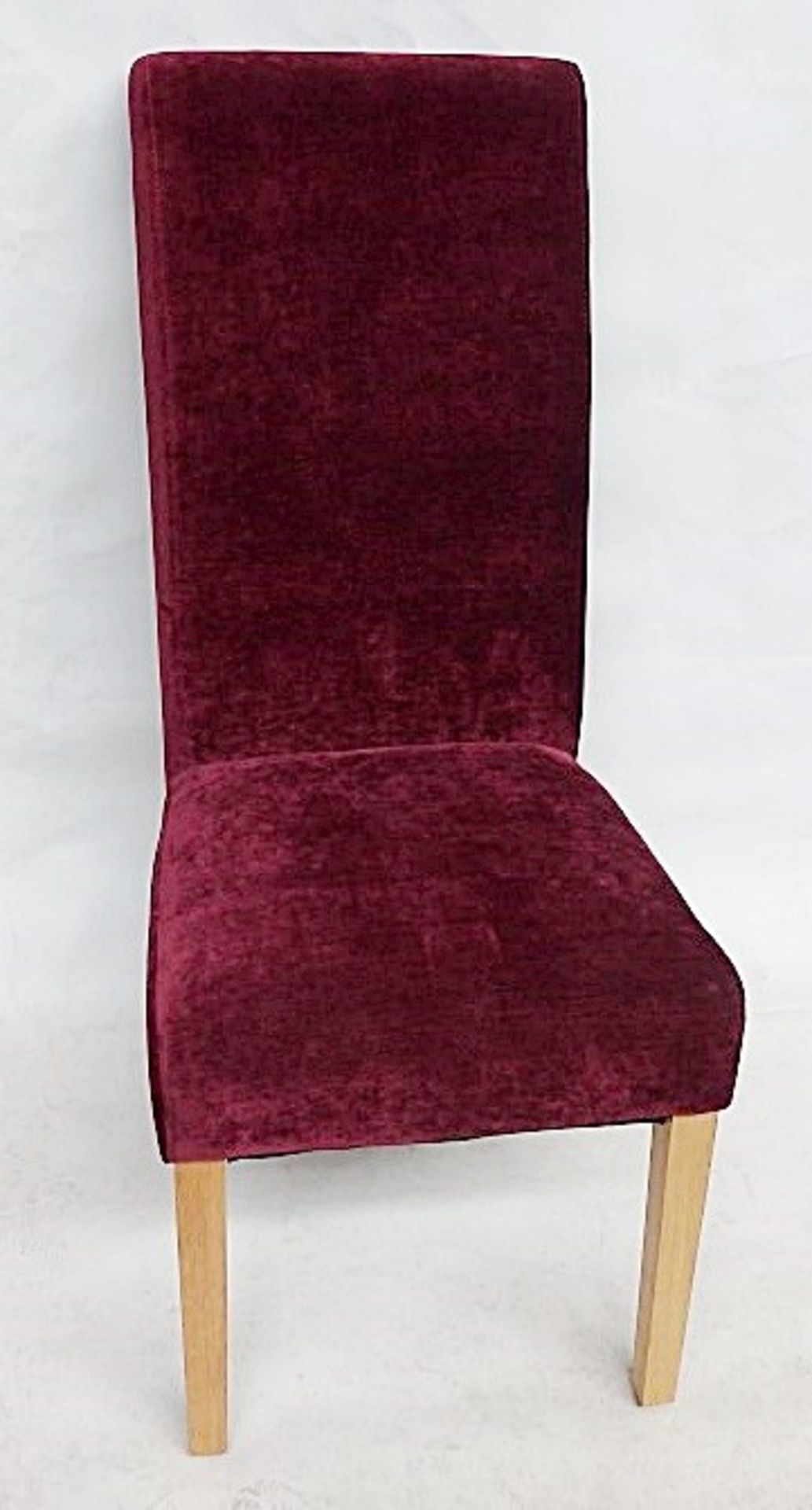 1 x Handcrafted High-back Dining Chair, Finished In A Rich Burgundy Chenille - Built & Upholstered - Image 2 of 4
