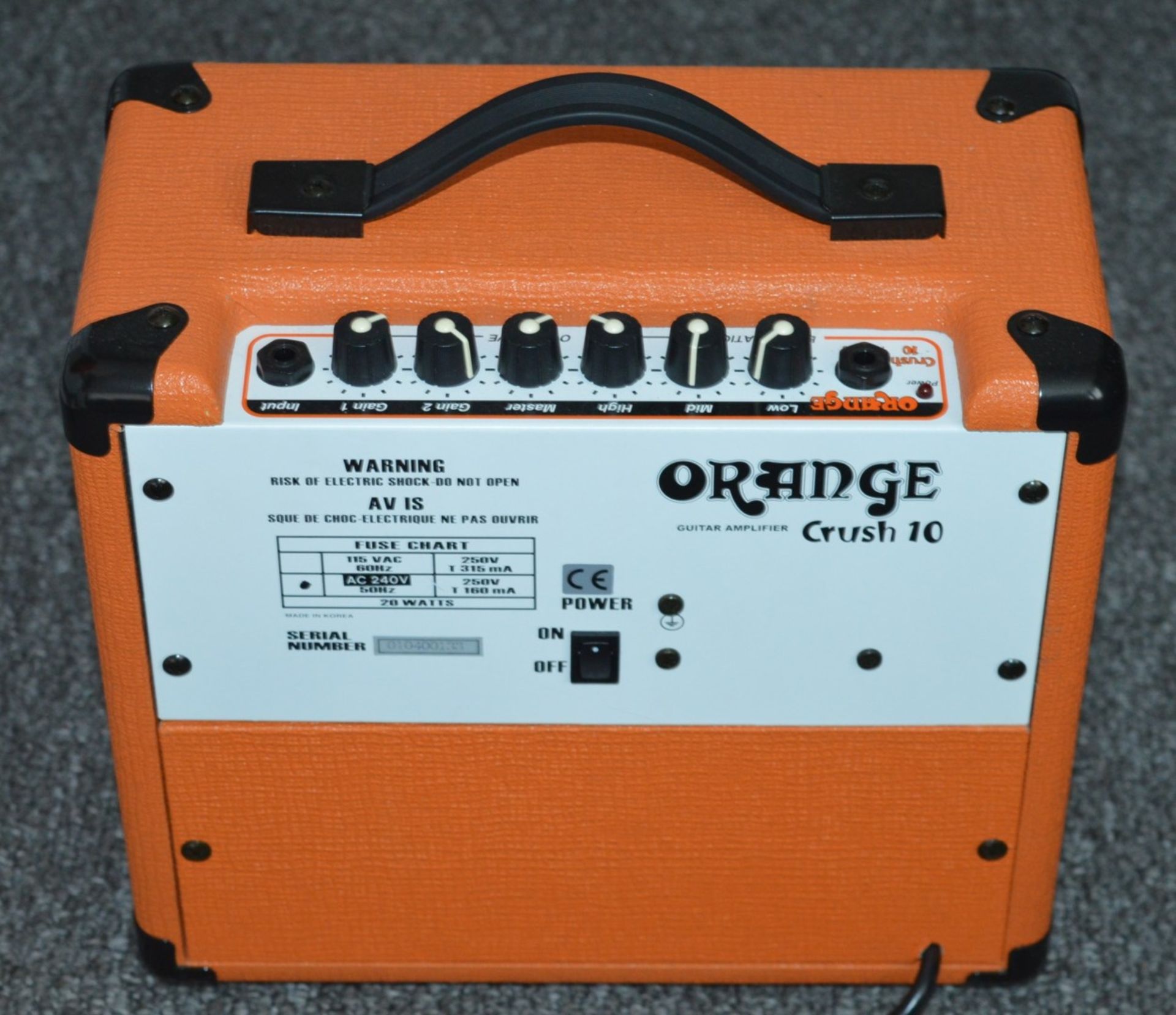 1 x Orange Crush 10w Guitar Amp - CL010 - Ideal Practice Amp Featuing 3 Band EQ, 2 Gain Controls, - Image 6 of 7