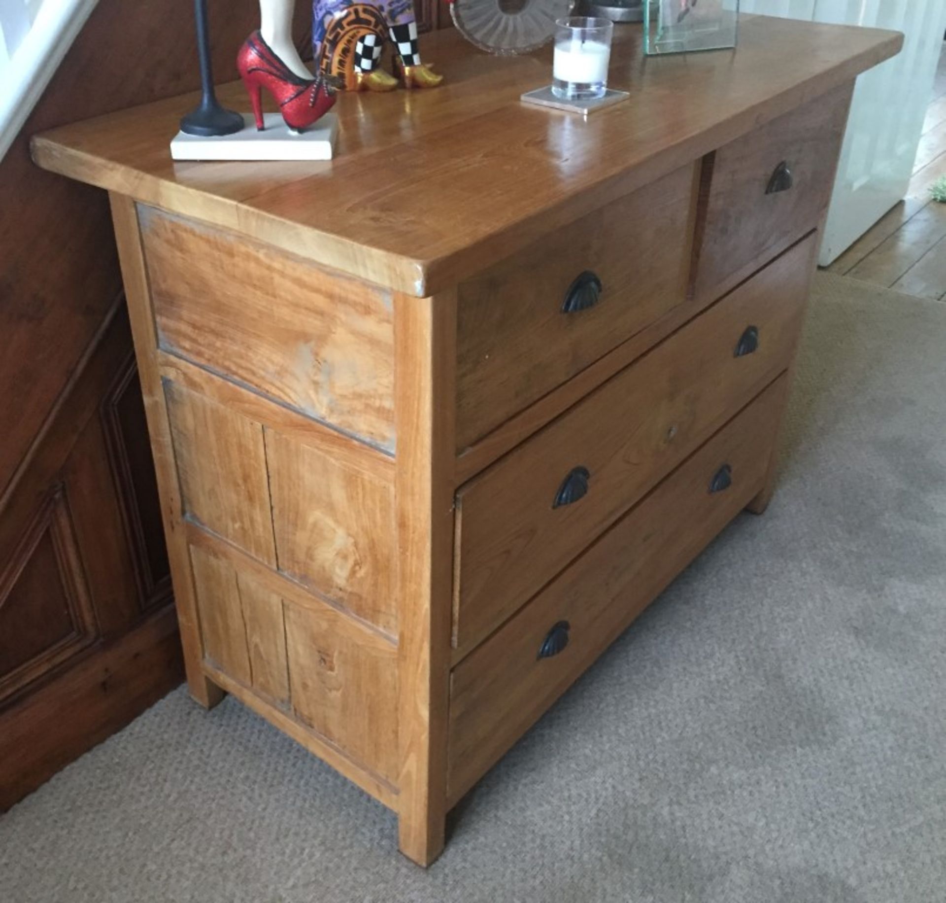 1 x Stunning Solid Wood 4 Drawer Chest With Half Moon Handles - Pre-owned In Good Condition - - Image 3 of 8