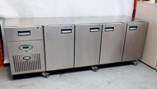 1 x FOSTER Commercial Undercounter Refrigerator With 4-Door Storage, Drawer And Stainless Steel