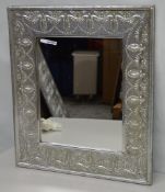 1 x Wall Mirror With Silver Frame - 53 x 59cms - Recently Removed From An Upmarket Bar Environment -