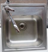 1 x Ikea Boholmen Single Bowl Inset Sink Basin With Mixer Tap - Stainless Steel Finish - CL164 - Ref