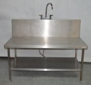 1 x Stainless Steel Prep Bench With Mixer Tap and Undershelf - Suitable For Use Wtih Cooking Baths -