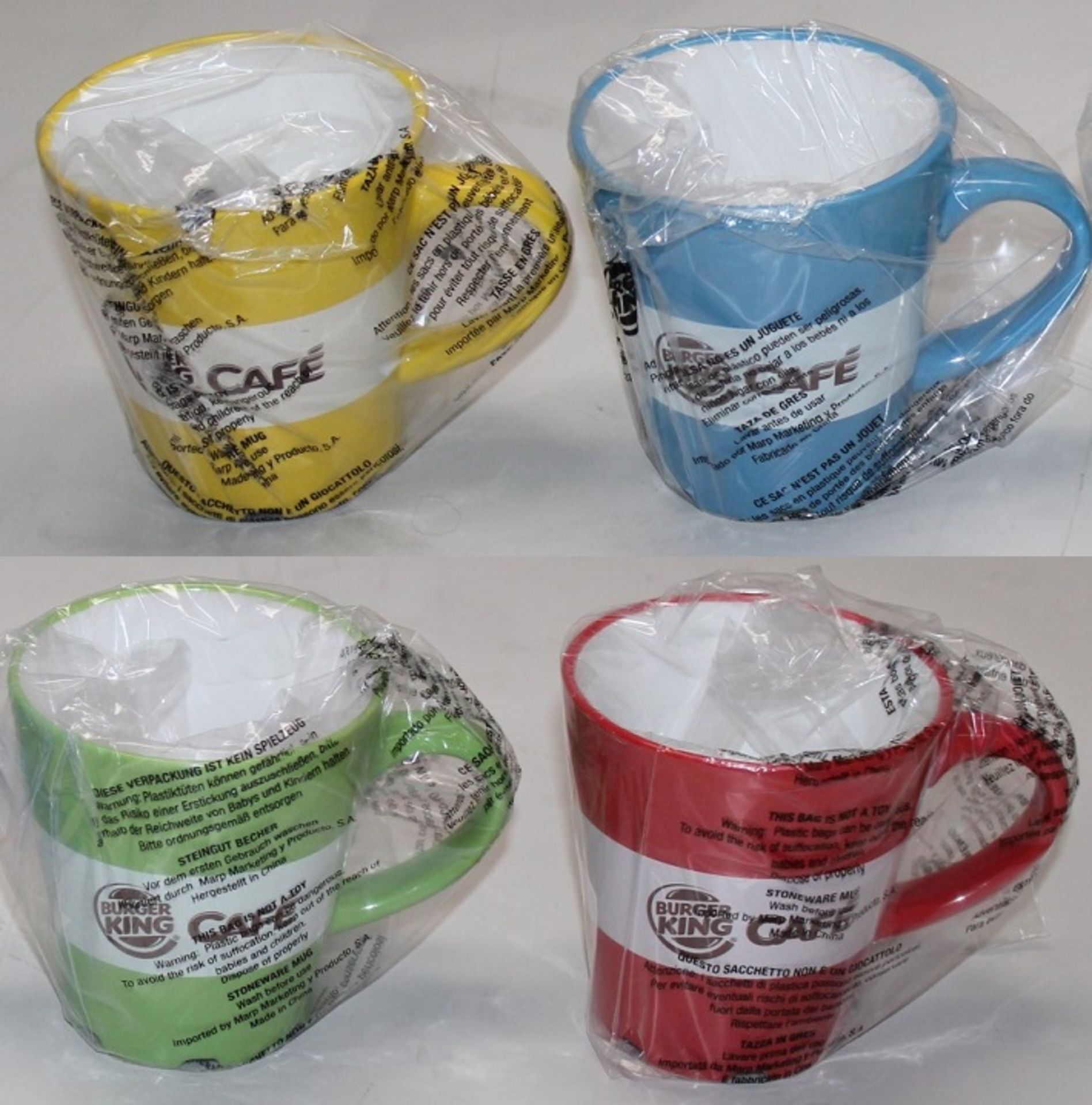 35 x Burger King Ceramic Coffee Mugs - Various Colours - Brand New Boxed Stock - CL011 - Location: