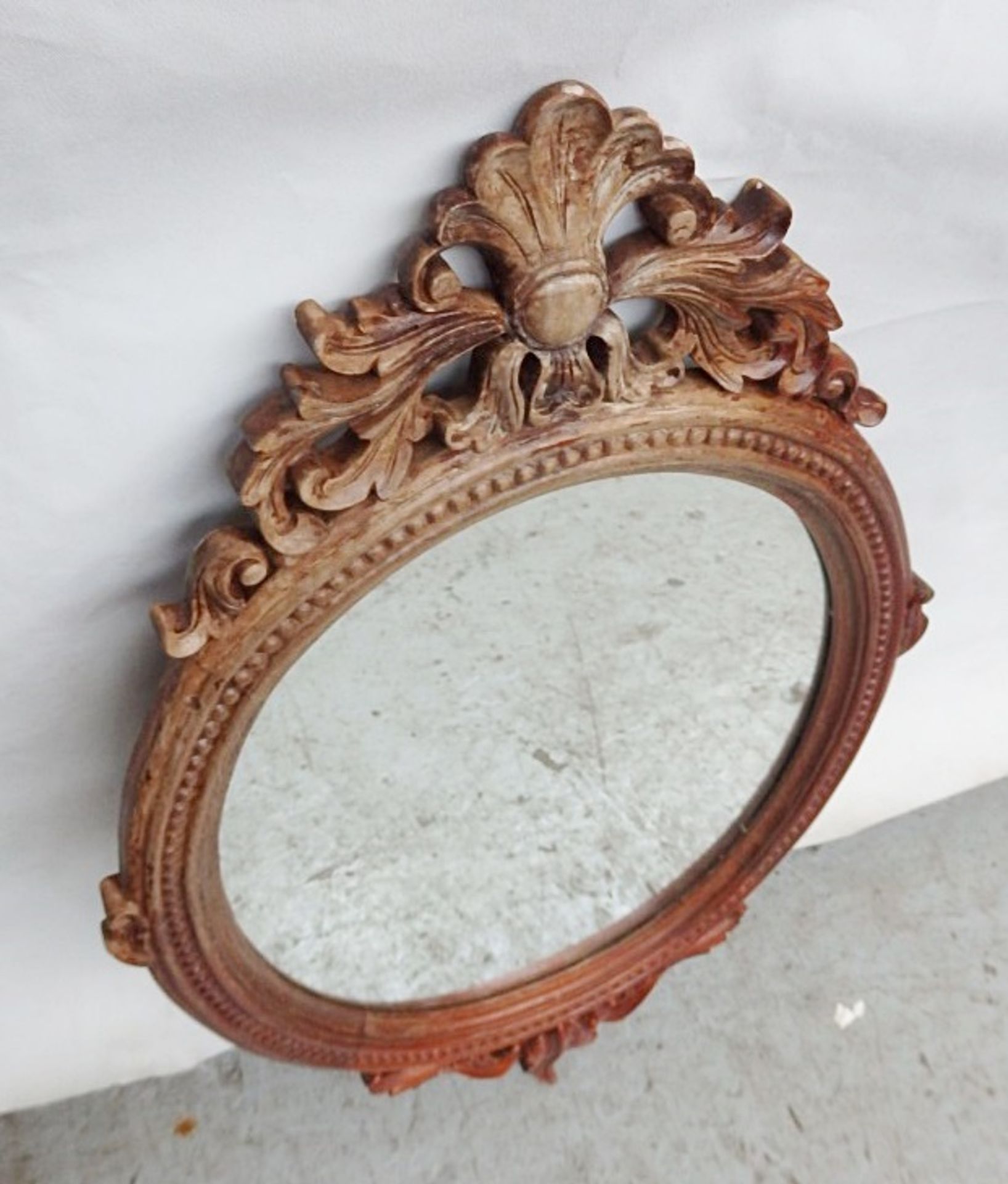 1 x Ornate Vintage Wooden Framed Oval Mirror - 98 x 60cm - Recently Removed From An Upmarket Bar - Image 2 of 7