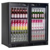 1 x Tefcold Black Double Hinged Door Bottle Cooler - CL164 - Premium Fan Assisted Bar Fridge With