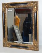1 x Ornate Gold and Black Wall Mirror with Bevelled Glass - 54 x 65cm - Recently Removed From An
