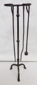 1 x Wrought Iron Fireside Set of 3 Tools With Stand - 80cm High - Recently Removed From An