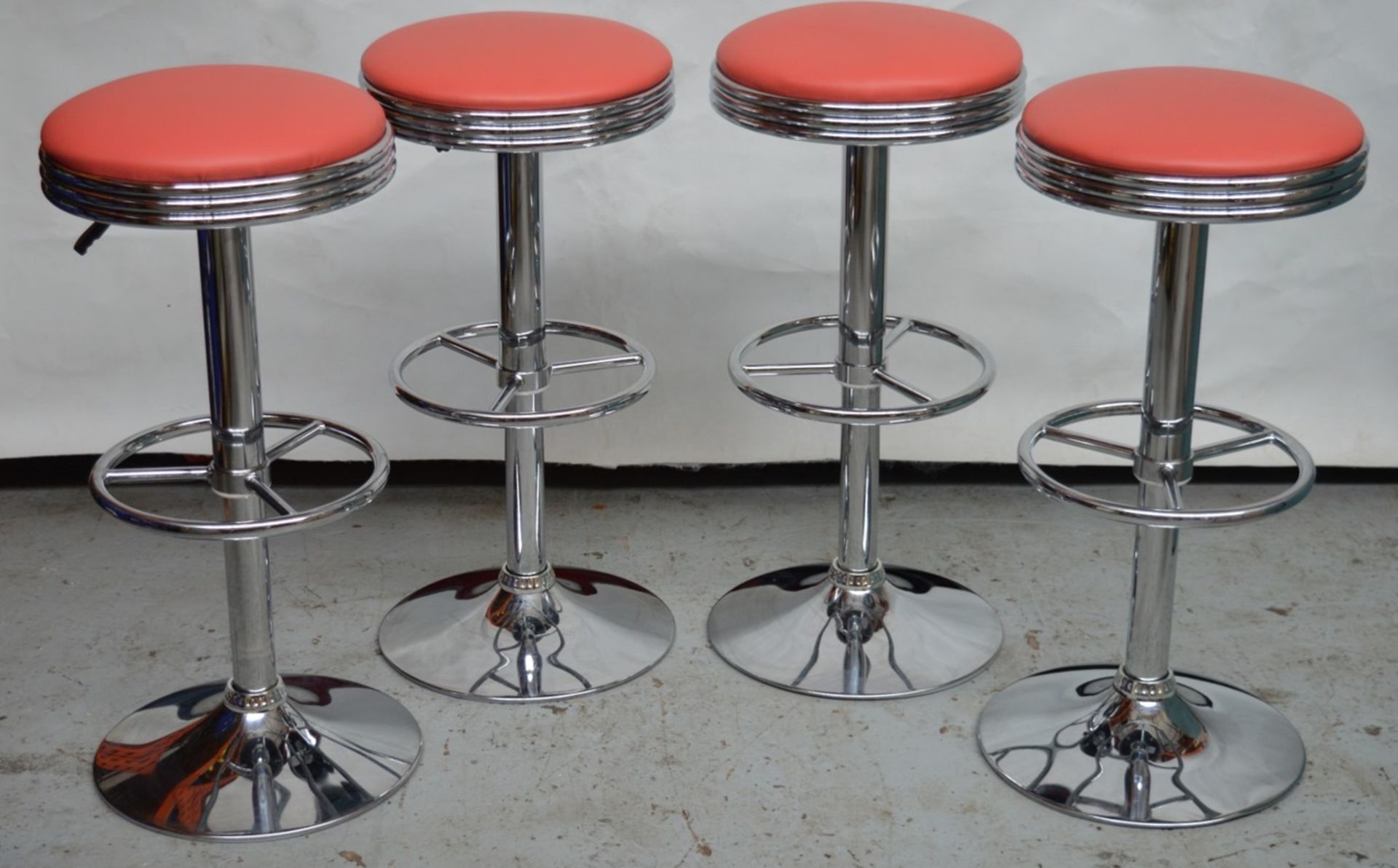 4 x Retro American Roadside Diner Themed Gas Lift Bar Stools - CL164 - Fantastic Stools With Full - Image 2 of 14