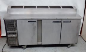 1 x "Precision" Commercial Refrigerator Counter With 3-Door Storage - Model: Gastronorm MCU-311 -