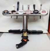 1 x 6-Arm Hand Pull Draft Beer Serving Pump - Each Arm Features An Embedded Illuminated Plaque -
