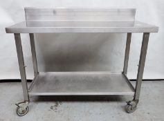 1 x Stainless Steel Prep Table With Undershelf On Castors - Suitable For Commercial Kitchens -