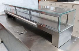 1 x Counter Top Preperation Topping Unit - Stainless Steel Construction With Glass Canopy - Includes