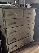 1 x 6-Drawer Reclaimed Wooden Cabinet With Shabby Chic Paintwork - Dimensions: 98cm x 80cm x