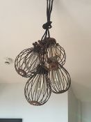 2 x Wire Industrial-style Light Fittings - Each Consisting of 4 Bulbs In A Bunch - Gourmet