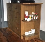 1 x 4-Drawer Wooden Cabinet With Side Shelving - Dimensions: 88cm x 115cm x 46cm - Gourmet