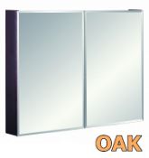 1 x Vogue ARC Series 2 900mm Mirrored Bathroom Cabinet - OAK FINISH - Manufactured to the Highest
