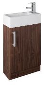 1 x Vogue Bathrooms JUNO Floor Standing VANITY UNIT With SINK BASIN - Contemporay WALNUT Finish -