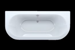 1 x "Palladio" BACK TO WALL BATH - Stylish Curvaceous Design - White Acrylic - 1700 X 750MM -