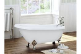 1 x Luxury Freestanding Roll Top Slipper Bath with Chrome Ball & Claw Feet - 1500mm - Stunning Regal